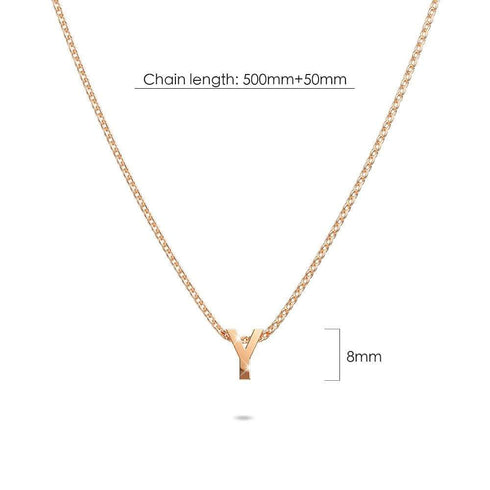 Initials Brick Alphabet Letter Necklace Rose Gold Layered Steel Jewellery